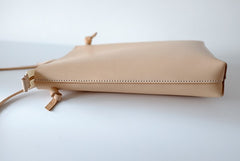 Handmade Leather Beige Womens Tote Crossbody Purse Tote Shoulder Bag for Women