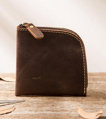 Cool Leather Mens Small Front Pocket Wallet Vintage billfold Wallets for Men