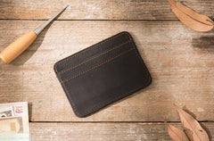 Mens Leather Slim Cards Holder Front Pocket Wallets Card Wallet for Men