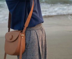 Cute Leather Red Brown Womens Saddle Purse Saddle Shoulder Bag for Women