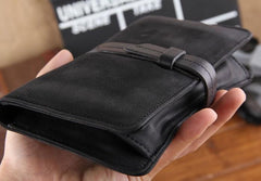 Handmade Leather Mens Cool Long Leather Wallet Clutch Wristlet Wallet for Men