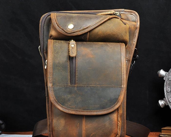 Cool Leather Drop Leg Bag Belt Pouches Mens Waist Bag Shoulder Bag for Men