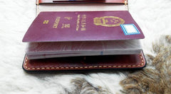 Handmade Leather Mens Small Passport Wallets billfold Travel Wallets for Men
