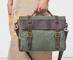 Mens Canvas Leather Cool Side Bag Messenger Bag Canvas Handbag for Men