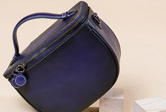 Handmade Genuine Leather Round Handbag Bag Crossbody Bag Shoulder Bag Purse For Women - EverHandmade