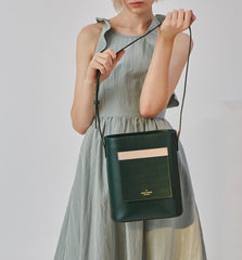 Stylish Leather Green Coffee Womens Bucket Purse Crossbody Bag Barrel Shoulder Bag for Women