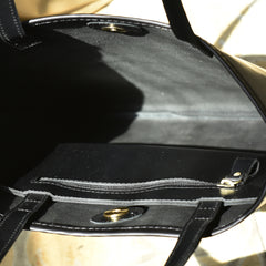 Black Women Small Leather Tote Bag For Women