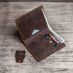 Cool Leather Men Slim Small Wallet Bifold Vintage billfold Wallet for Men