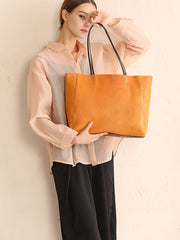 Fashion Brown Large Leather Tote Bag Shopper Bag Big Black Tote Purse For Women