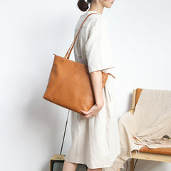 Fashion Handmade Brown Leather Tote Bag Shopper Bag Tote Purse For Women