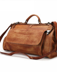 Vintage Leather Mens Large Doctor Bag Weekender Bag Doctor Travel Bag Duffle Bag for Men