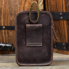 Vintage Mens Leather Belt Pouch Small Belt Cases Small Hip Pouch Waist Bag for Men