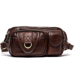 Brown Mens Leather Fanny Pack Waist Bag Hip Pack Black Belt Bag Bumbag for Men