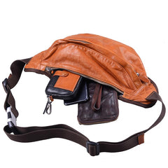 Leather Mens Cool Sling Bag Crossbody Bag Chest Bag Fanny Pack for men