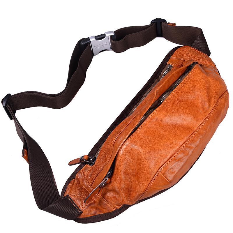 Leather Mens Cool Sling Bag Crossbody Bag Chest Bag Fanny Pack for men