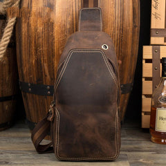 Leather Mens Cool Sling Bag Crossbody Bag Chest Bag for men