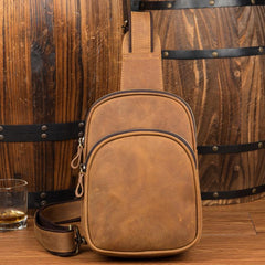Leather Mens Cool Sling Bag Crossbody Bag Chest Bag for men