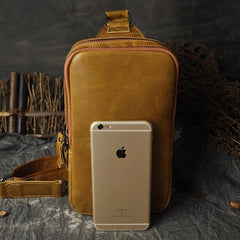 Leather Mens Cool Sling Bag Shoulder Sling Bag Chest Bag for men