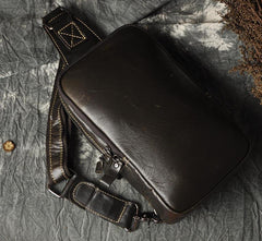 Leather Mens Cool Sling Bag Shoulder Sling Bag Chest Bag for men