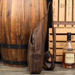 Leather Mens Cool Sling Bag Crossbody Bag Chest Bag for men