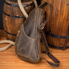 Leather Mens Cool Sling Bag Crossbody Bag Chest Bag for men