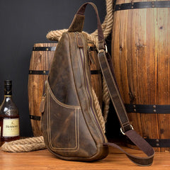 Leather Mens Cool Sling Bag Crossbody Bag Chest Bag for men