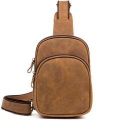 Leather Mens Cool Sling Bag Crossbody Bag Chest Bag for men