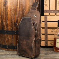 Leather Mens Cool Sling Bag Crossbody Bag Chest Bag for men