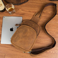 Leather Mens Cool Sling Bag Crossbody Bag Chest Bag for men