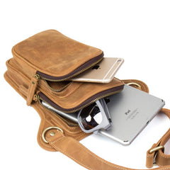 Leather Mens Cool Sling Bag Crossbody Bag Chest Bag for men