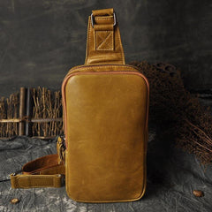 Leather Mens Cool Sling Bag Shoulder Sling Bag Chest Bag for men