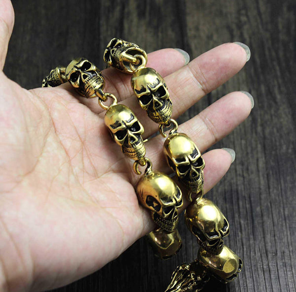 Solid Stainless Steel Brass Skull Wallet Chain Cool Punk Rock Biker Trucker Wallet Chain Trucker Wallet Chain for Men