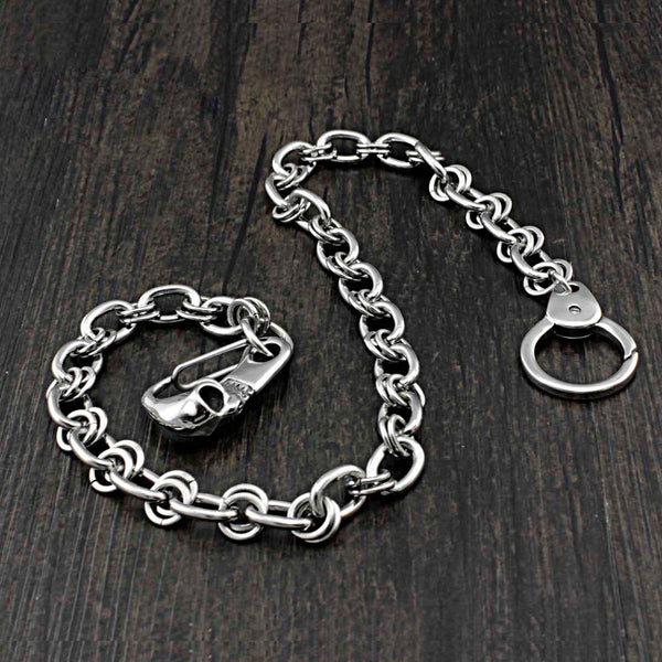 Solid Stainless Steel Long Skull Wallet Chain Cool Punk Rock Biker Trucker Wallet Chain Trucker Wallet Chain for Men
