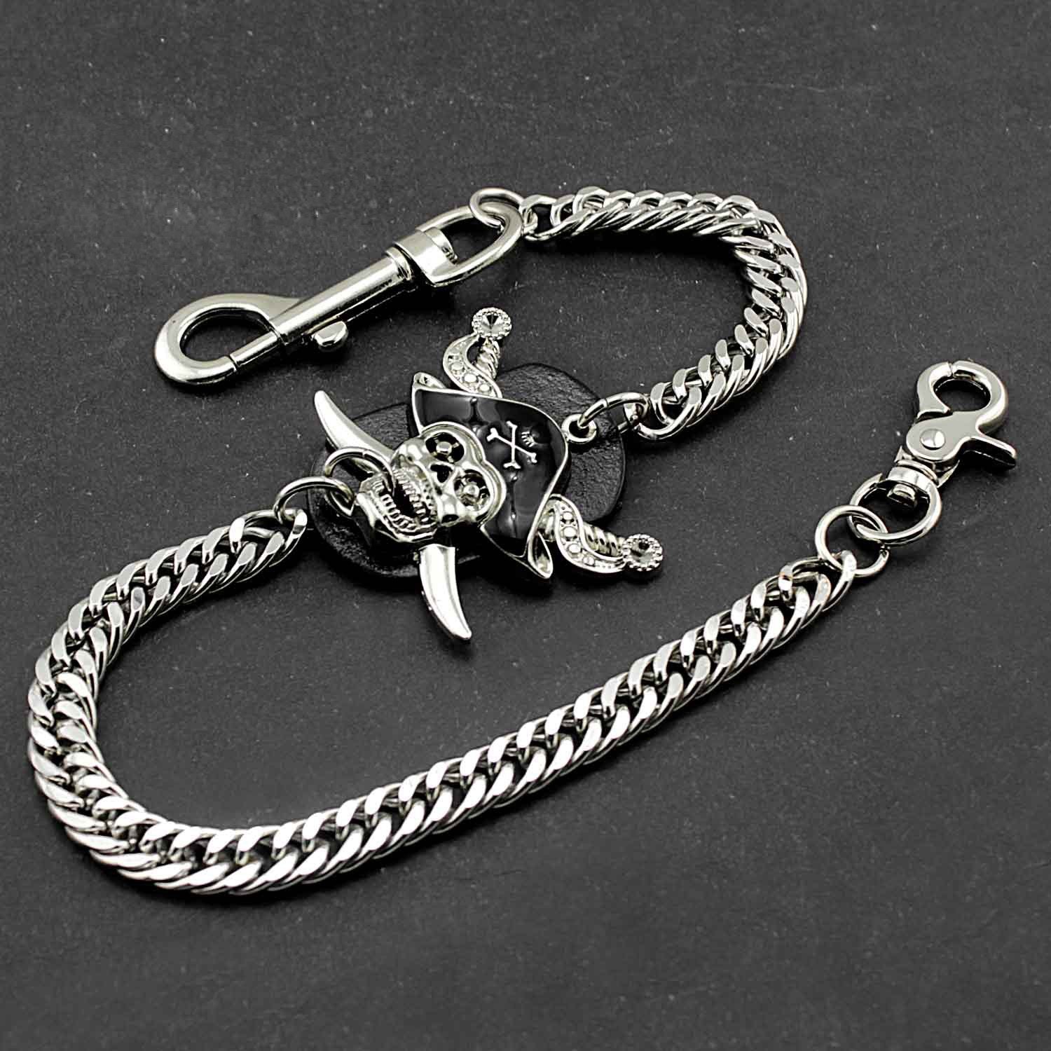 20 Inch Solid Stainless Steel Pirate Skull Wallet Chain Cool Punk Rock Biker Trucker Wallet Chain Trucker Jean Chain for Men
