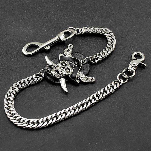 20 Inch Solid Stainless Steel Pirate Skull Wallet Chain Cool Punk Rock Biker Trucker Wallet Chain Trucker Jean Chain for Men