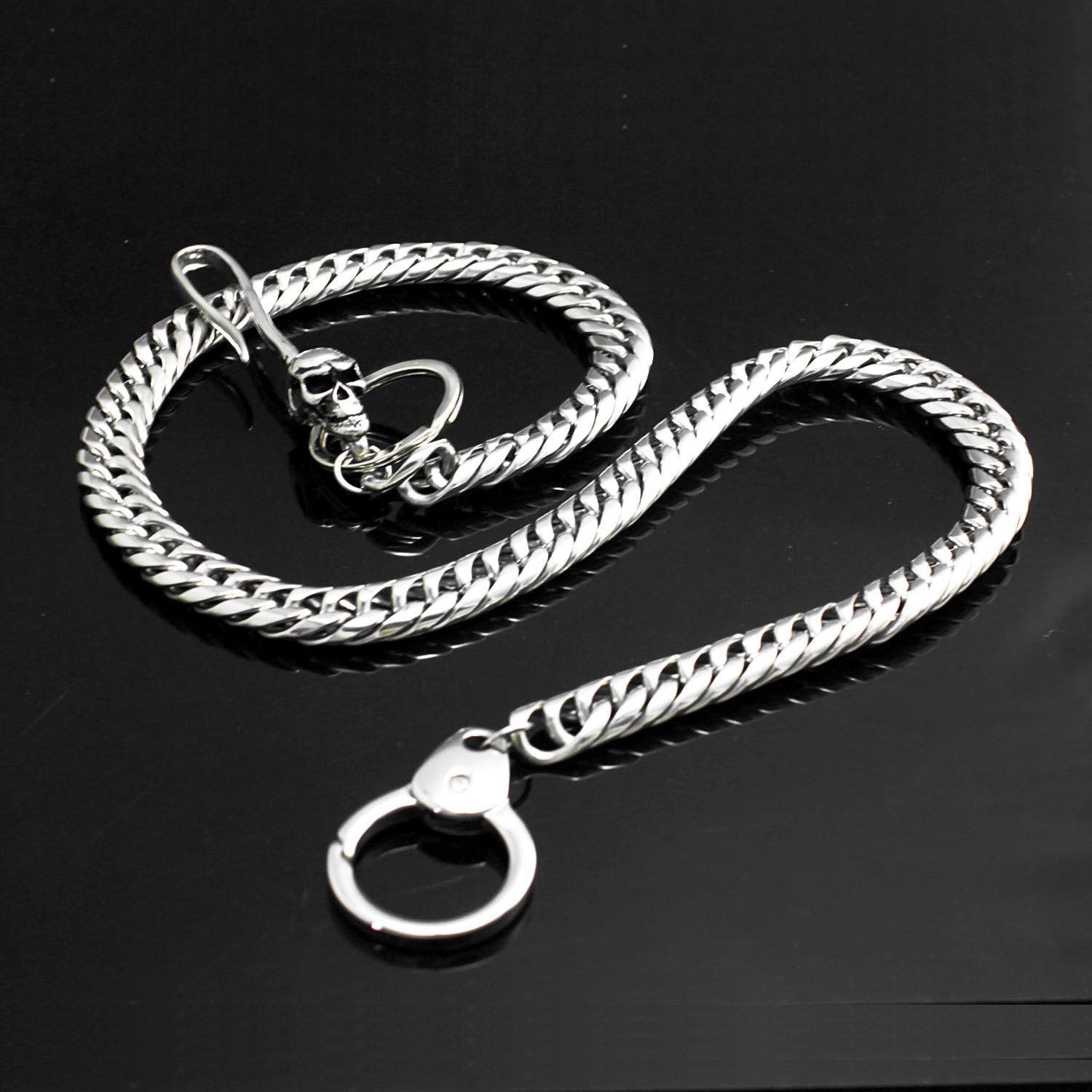 28 Inch Solid Stainless Steel Skull Wallet Chain Cool Punk Rock Biker Trucker Wallet Chain Trucker Jean Chain for Men