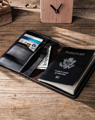 Leather Men Small Slim Travel Wallet Passport Wallets Bifold billfold Wallets for Men