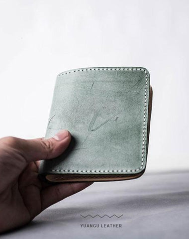 Handmade Vintage Leather Men Small Wallet Bifold billfold Wallet for Men