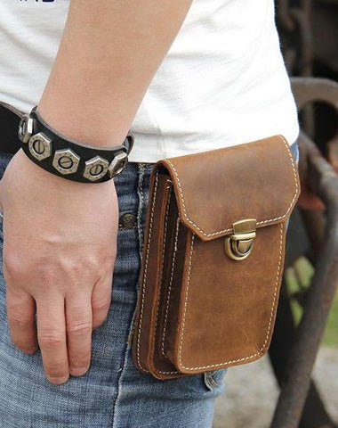 Leather Mens Belt Pouch Small Cases Waist Bag Hip Pack Belt Bag