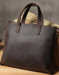 Vintage Leather Mens Coffee Black Handbag Shoulder Bag Briefcase for Men
