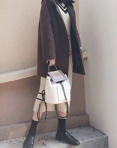 Stylish White Leather Backpack Womens Fashion Backpacks Purse