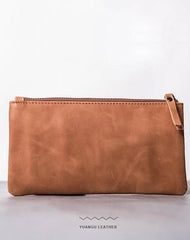 Leather Men Zipper Slim Wallet Phone Clutch Long Wallets for Men