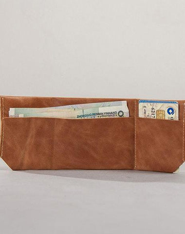 Leather Men Slim Small Wallet Trifold Small Vintage billfold Wallet for Men