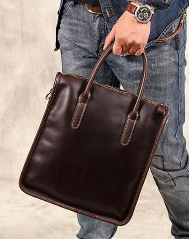 Leather Mens Coffee Handbag Briefcase Shoulder Bag Work Bag Business Bag for men