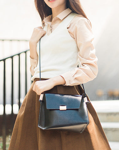 Cute LEATHER Black WOMENs SHOULDER Bag Unique Crossbody BAG Purses FOR WOMEN