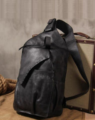 Vintage Leather Mens Cool Sling Bag Sling Shoulder Bag Chest Bag for men