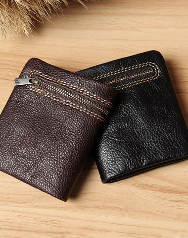 Handmade Leather Mens Small Wallet billfold Bifold Wallet for Men