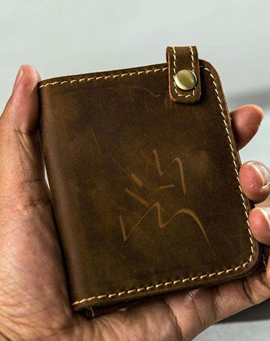 Leather Men Slim Small Wallet Bifold Small Vintage billfold Wallet for Men