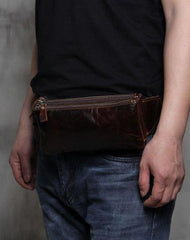 Leather Fanny Pack Mens Waist Bag Hip Pack Belt Bag for Men