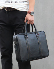 Leather Mens Black Briefcase Shoulder Bag Handbag Laptop Bag Business Bag for Men